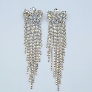 Long Rhinestone Earrings With AB Crystals #2085